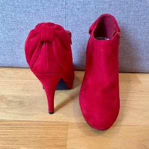 Red suede booties size 9